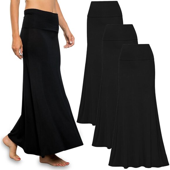 Elegant 3 Pack Maxi Skirts for Women - High Waisted, Flowy and Perfect for Work - Picture 1 of 6